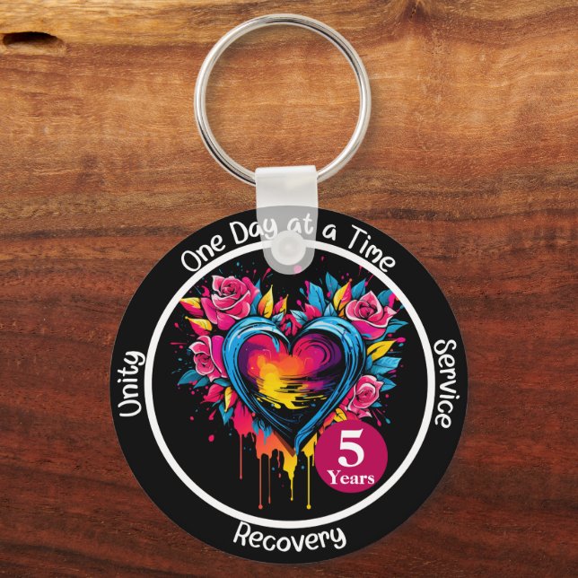 Personalisiertes 12-Stufen-Meilenstein-Herz Schlüsselanhänger (Vorderseite)