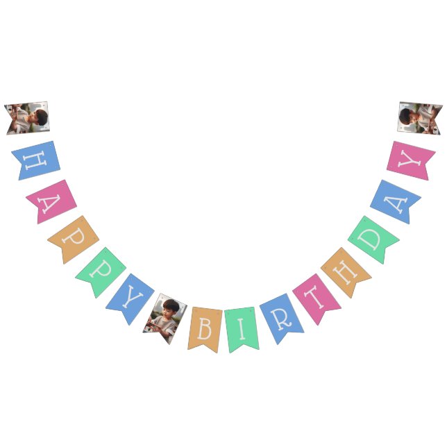 Personalisiertes 16-Flag Foto Farbenfroh zum Gebur Wimpelkette (Alle)