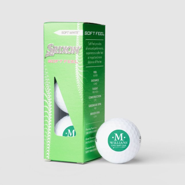Personalisiertes 1-Buchstaben-Name Monogramm GRÜN Golfball (Verpackung)