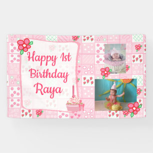 Personalisiertes 1. Geburtstagsbanner für Girl's P Banner