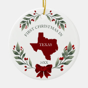 Personalisiertes 1. Weihnachten im Bundesstaat Tex Keramik Ornament