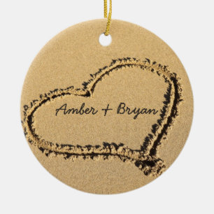 Personalisiertes 1. Weihnachtsherz auf Keramikornament