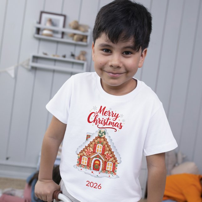 Personalisiertes 2026 Weihnachten Haus Kleinkind T Kleinkind T-shirt (Von Creator hochgeladen)