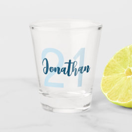 Personalisiertes 21. Geburtstag Blue Script für ih Schnapsglas