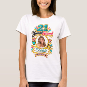Personalisiertes 21. Geburtstags-Foto-T-Shirt – 21 T-Shirt