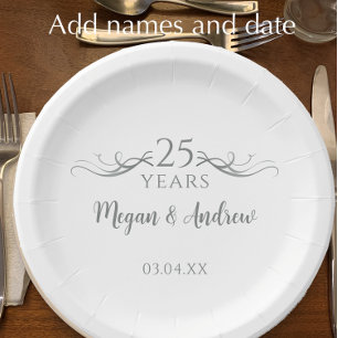 Personalisiertes 25. Hochzeitsszenario-Party Pappteller