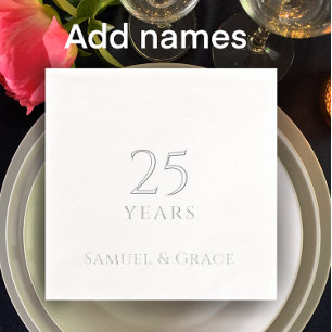 Personalisiertes 25. Hochzeitstag Party Silver Servietten Mit Folie