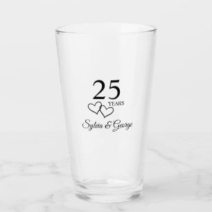 Personalisiertes 25. Jubiläumsgeschenk Stilvolles  Glas
