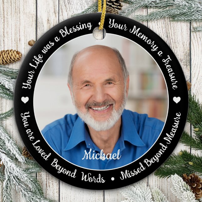 Personalisiertes 2-Foto-Gedächtnis bewahren Memori Keramik Ornament (Von Creator hochgeladen)