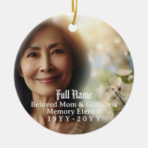 Personalisiertes 2-Foto-, Namens-Gedenk-Ornament Keramik Ornament