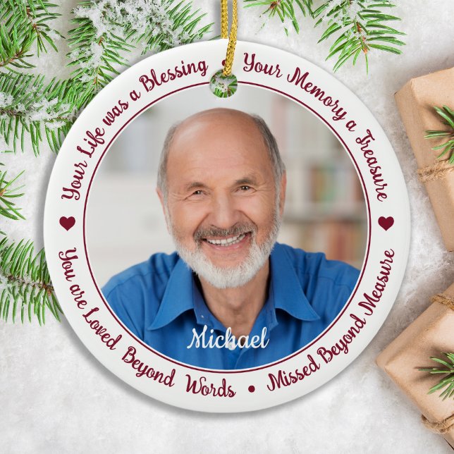 Personalisiertes 2-Foto-Weihnachtsgedächtnis Keramik Ornament (Von Creator hochgeladen)