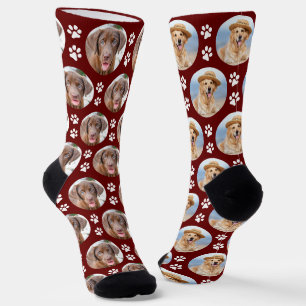 Personalisiertes 2-Hunde-Foto mit Pfotenabdrücken Socken