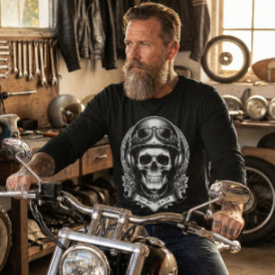 Personalisiertes 2-seitiges Biker-Totenkopf-Motorr T-Shirt