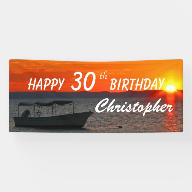 Personalisiertes 30. 35. Geburtstag Fischerboot Banner (Horizontal)