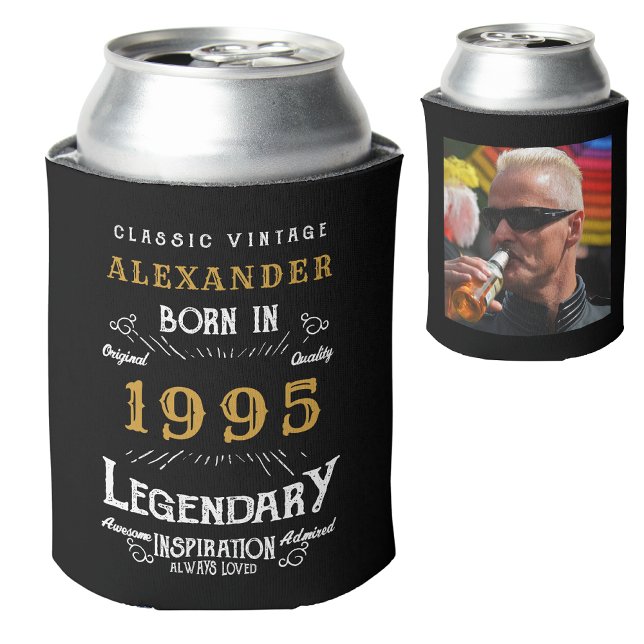 Personalisiertes 30. Geburtstag Foto zum Jahr des  Dosenkühler (Personalized 30th birthday can cooler with custom name, year and photo template.)