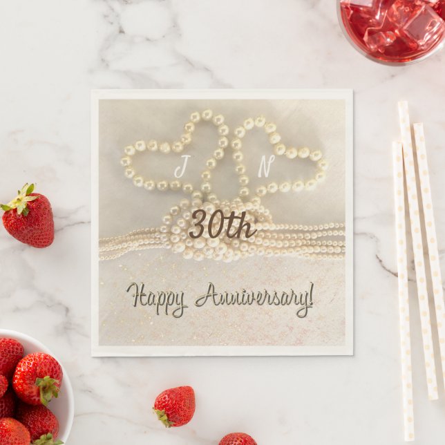 Personalisiertes 30. Pearl Anniversary Paper Napki Serviette (Beispiel)