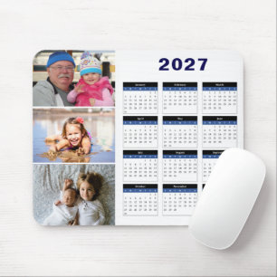 Personalisiertes 3-Foto-2027-Kalender-Mauspad Mousepad