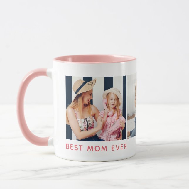 Personalisiertes 3-Foto- "Best Mama Ever" Tasse (Links)