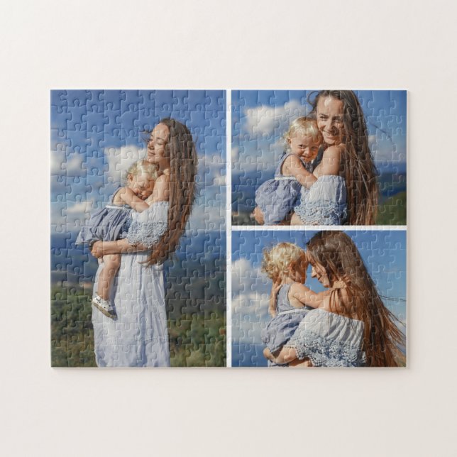 Personalisiertes 3-Foto-Collage-Puzzle Puzzle (Horizontal)