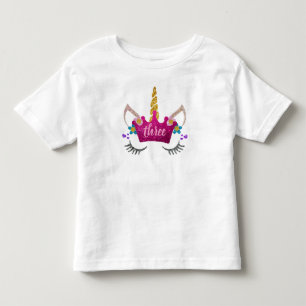 Personalisiertes 3. Geburtstag Crowned Unicorn Shi Kleinkind T-shirt