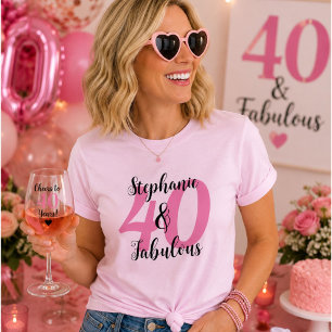 Personalisiertes 40 & Fantastisch Pink Geburtstags T-Shirt