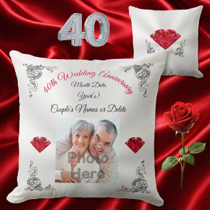Personalisiertes 40. Hochzeits-Jahrestags-Geschenk Kissen