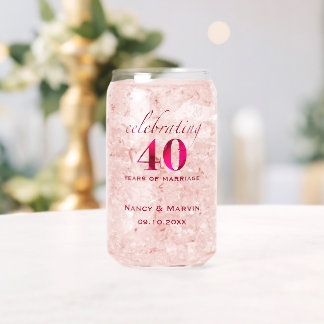 Personalisiertes 40. Hochzeitsjubiläum Rubinpink-R Dosenglas