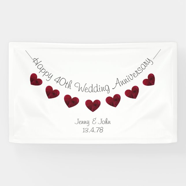 Personalisiertes 40-jähriges Ruby-Hochzeitsszenari Banner (Horizontal)