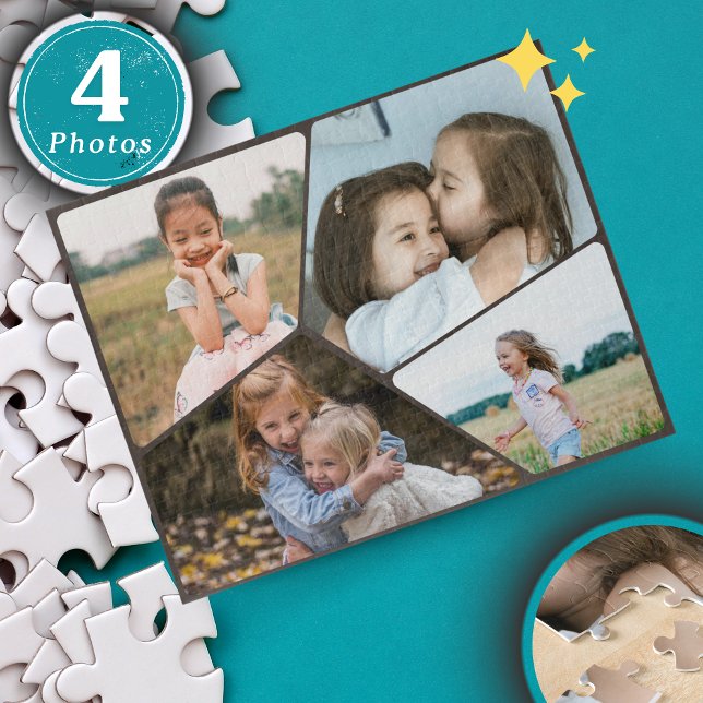 Personalisiertes 4-Foto Collage Puzzle | Benutzerd (Personalized 4-Photo Collage Puzzle | Custom Minimalist Jigsaw for Family Fun & Heartfelt Gifts 🧩)