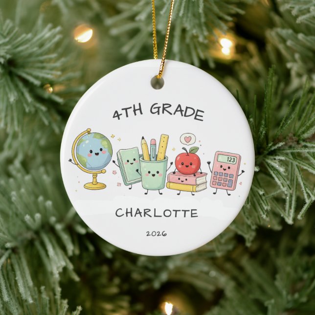 Personalisiertes 4. Klasse Mädchen Keramik Ornament (Baum)