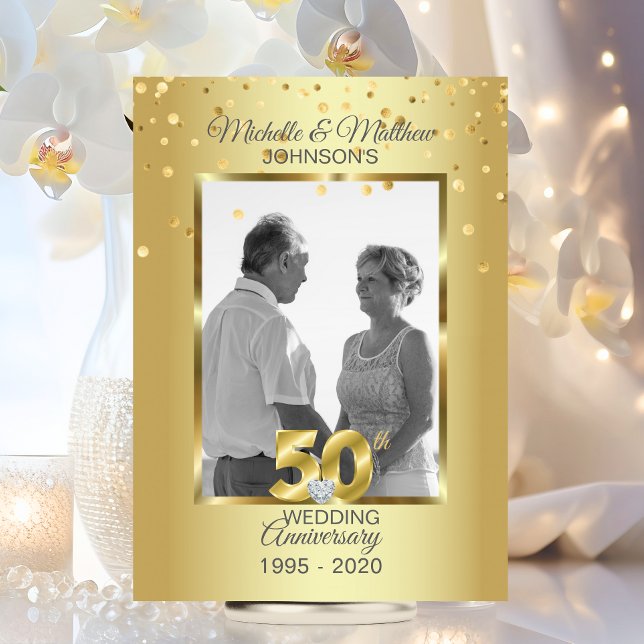 Personalisiertes 50. Geburtstag der Goldenen Hochz Einladung (Elegant Gold 50th Golden Wedding Anniversary Invitation)