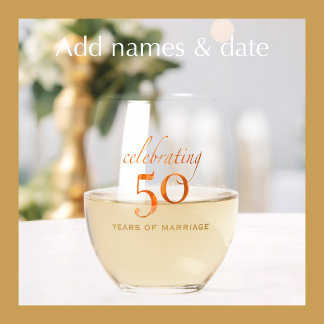 Personalisiertes 50. Hochzeitstagsgeschenk mit Pfi Weinglas Ohne Stiel