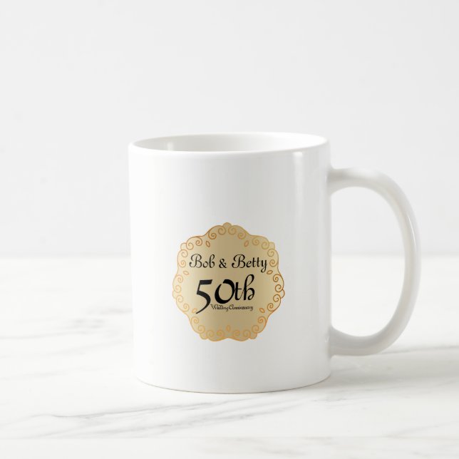 Personalisiertes 50-jähriges Hochzeitsszenario Kaffeetasse (Rechts)