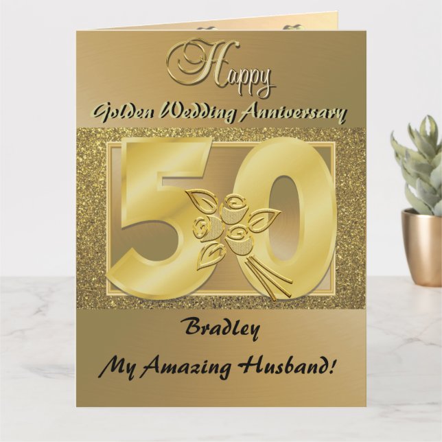 Personalisiertes 50. Wedding Anniversary Card Ehem Karte (Kleine Pflanze)