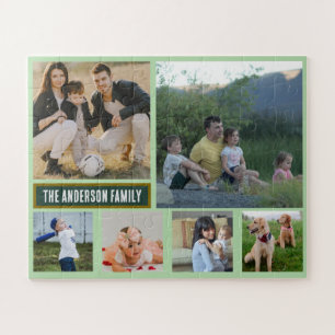 Personalisiertes 6‑Foto-Familienname-Geschenk Puzzle