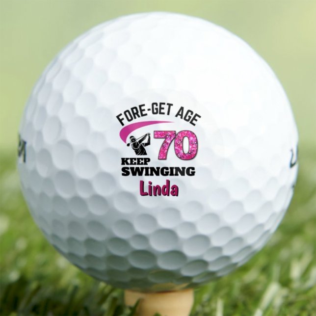 Personalisiertes 70. Mitarbeiter-Geschenk Rosa FOR Golfball (Von Creator hochgeladen)