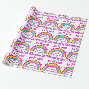 PERSONALISIERTES 75. GEBURTSTAGES RAINBOW-DESIGN GESCHENKPAPIER