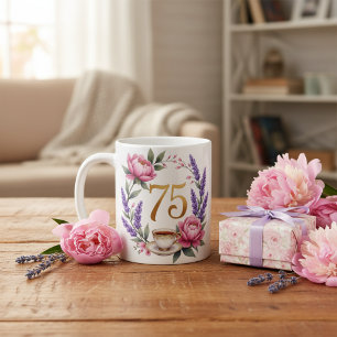 Personalisiertes 75. Geburtstagsgeschenk für Oma:  Kaffeetasse