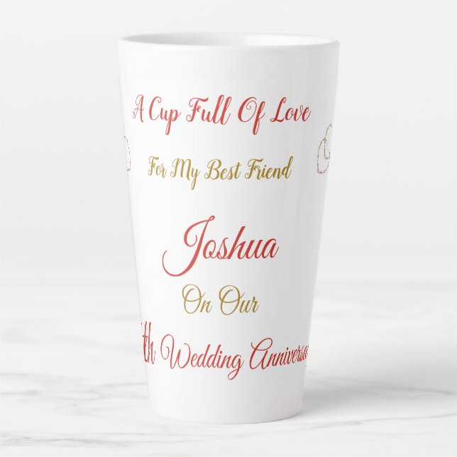 Personalisiertes 7. Jubiläumsdesign Latte Tasse (Vorderseite)