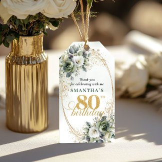 Personalisiertes 80. Geburtstags-Botanik-Geschenk- Geschenkanhänger
