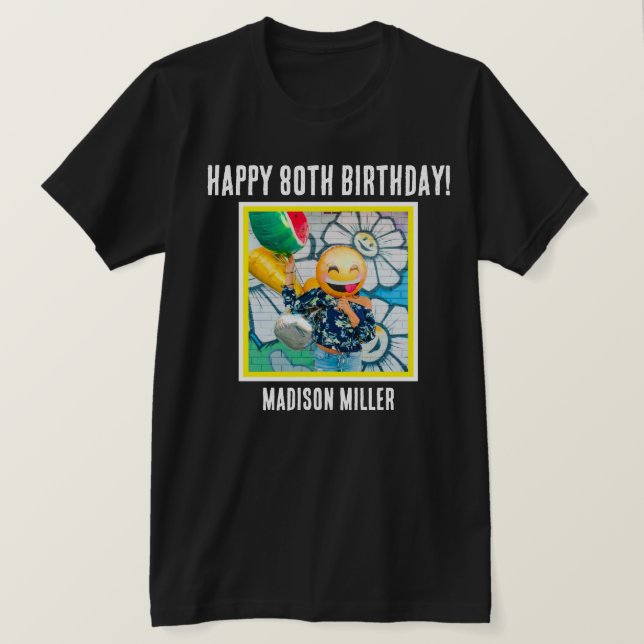 Personalisiertes 80. Meilenstein Foto Geburtstag T T-Shirt (Design vorne)