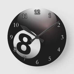 Personalisiertes 8 Ball-Billard Runde Wanduhr