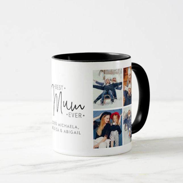 Personalisiertes 8-Foto 'Beste Mutter ever' Tasse (VorderseiteRechts)