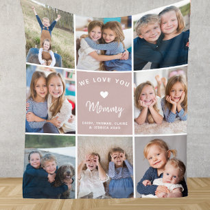 Personalisiertes 8-Foto-Collage für Mommy Pink Fleecedecke