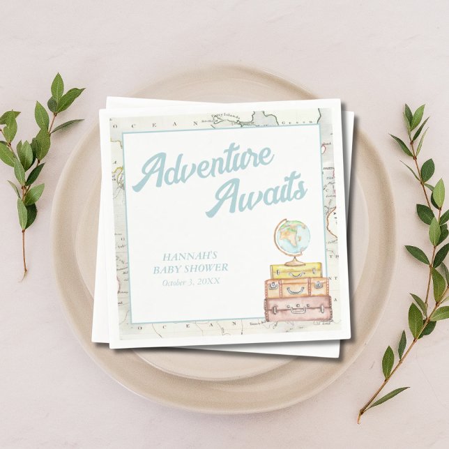 Personalisiertes Abenteuer erwartet Baby Shower Na Serviette (Personalized Adventure Awaits Baby Shower Napkins
)