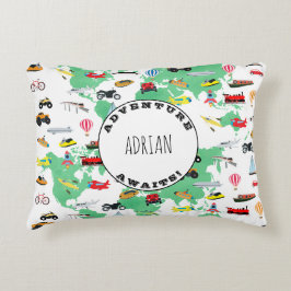 Personalisiertes Abenteuer erwartet Weltkarte-Fahr Dekokissen