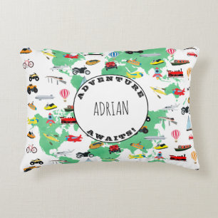 Personalisiertes Abenteuer erwartet Weltkarte-Fahr Dekokissen