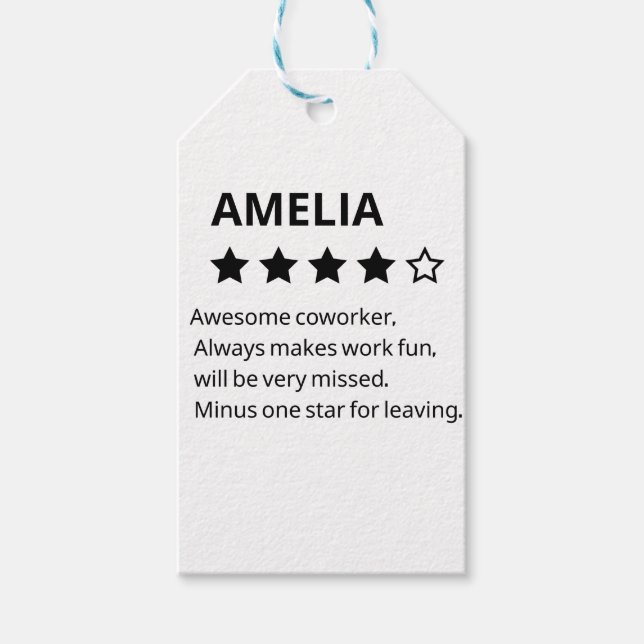 Personalisiertes Abschiedsgeschenk - Funny 4-Stern Geschenkanhänger (Vorderseite)