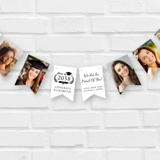 Personalisiertes Abschlussfeier-Foto Wimpelkette (Personalized Graduation Party Photo Bunting Flags)