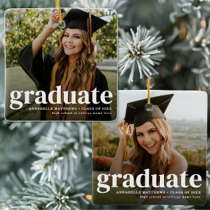 Personalisiertes Abschlussfoto 2 Weihnachten Keramikornament